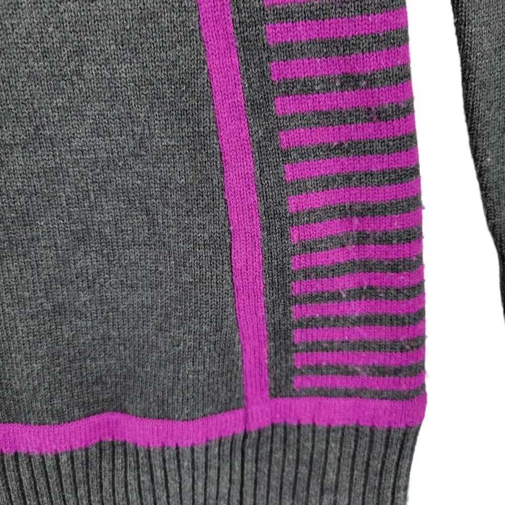Skyr Women's Merino Wool Blend Funnel Neck Sweater Size Small Gray Purple‎